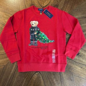 Polo Ralph Lauren Shirts Tops Polo Ralph Lauren Boys Polo Bear Christmas Fleece Sweatshirt Poshmark